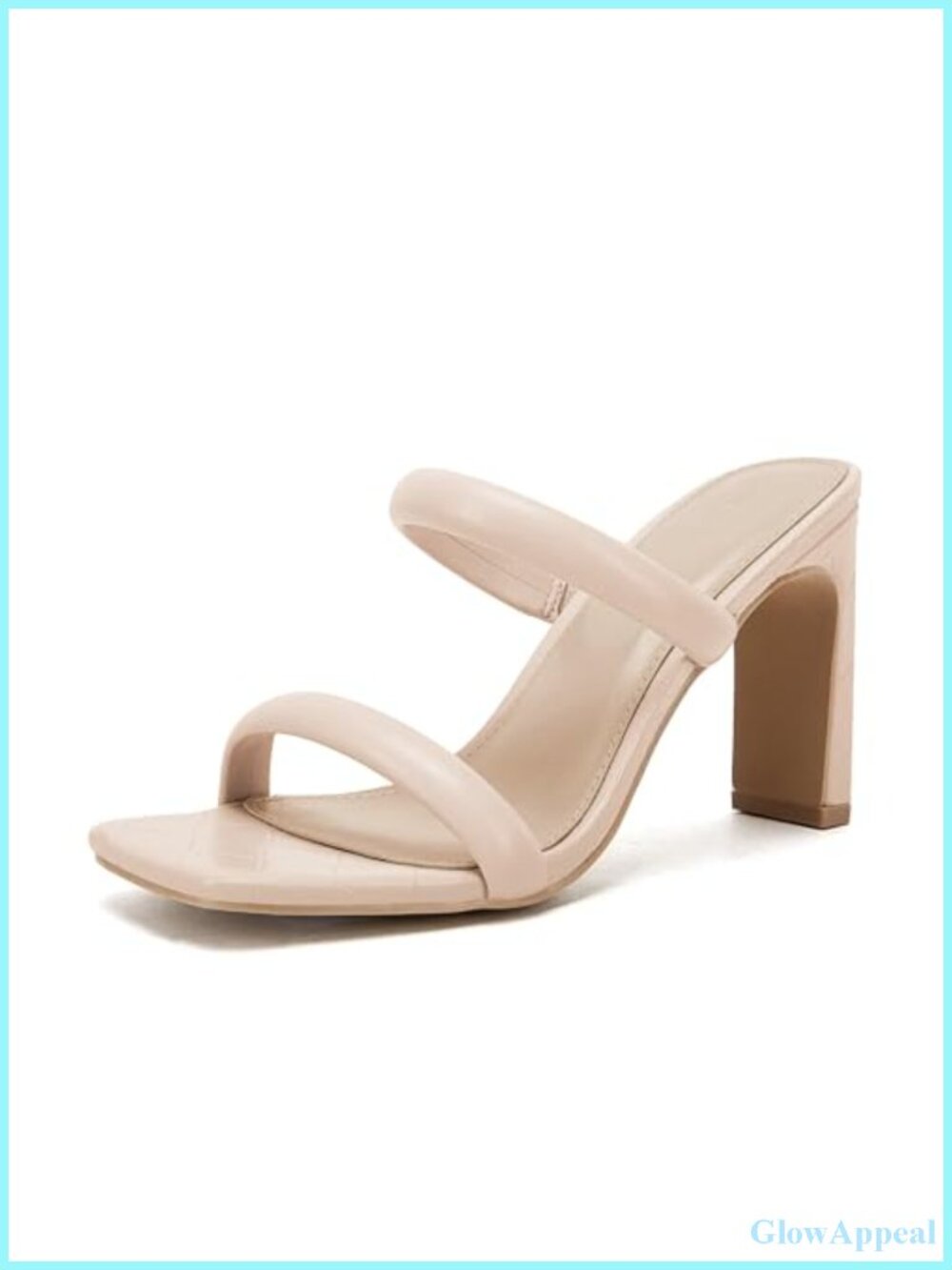 Women's Faux Leather Chunky Heel Mule Sandals Square Toe Open Toe Stiletto